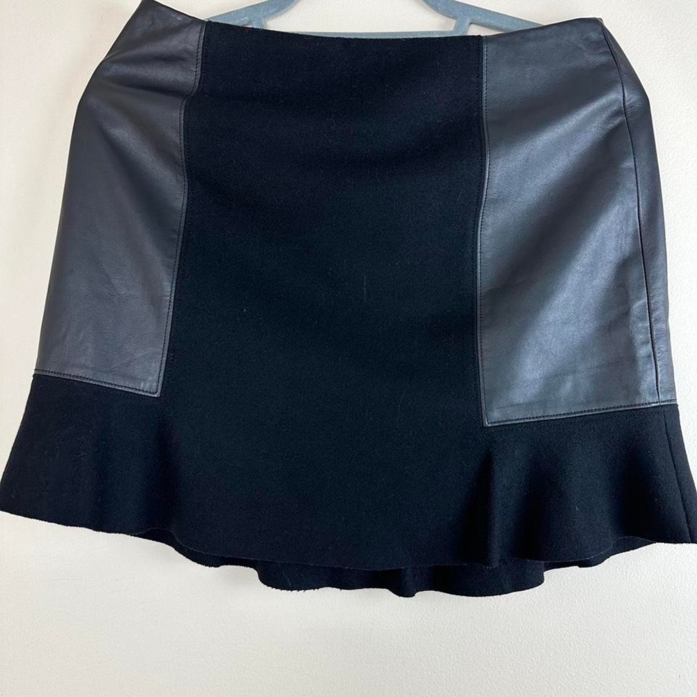 Madewell Wool Leather Blend Boho Mini Skirt size 2
